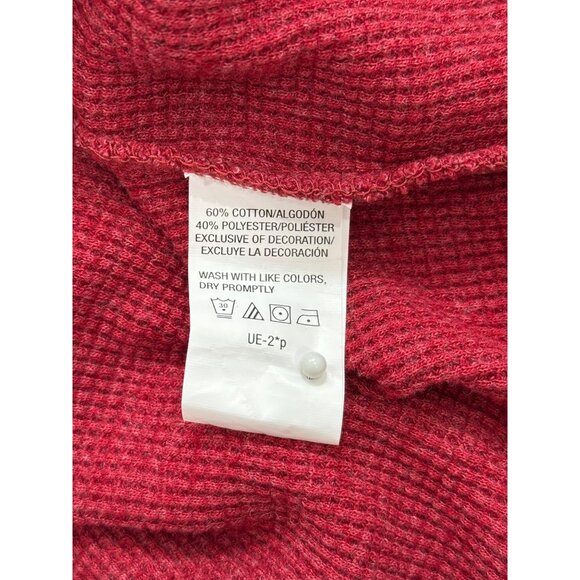 G.H. Bass & Co. Mens Red Long-Sleeve Henley Shirt Waffle Thermal Hiking Size M - Picture 4 of 6